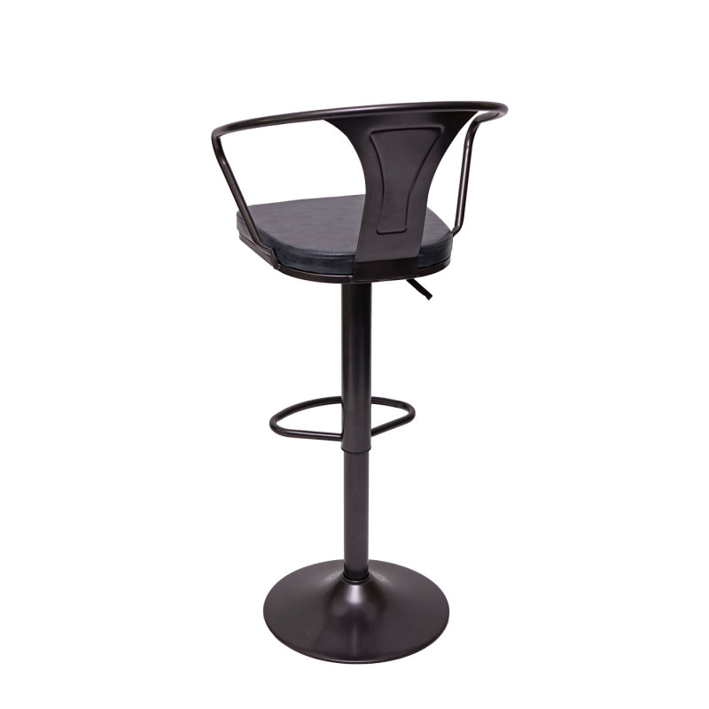 2x Tabouret de bar en hauteur,avec accoudoirs,pivotant,design industriel - vintage noir-gris