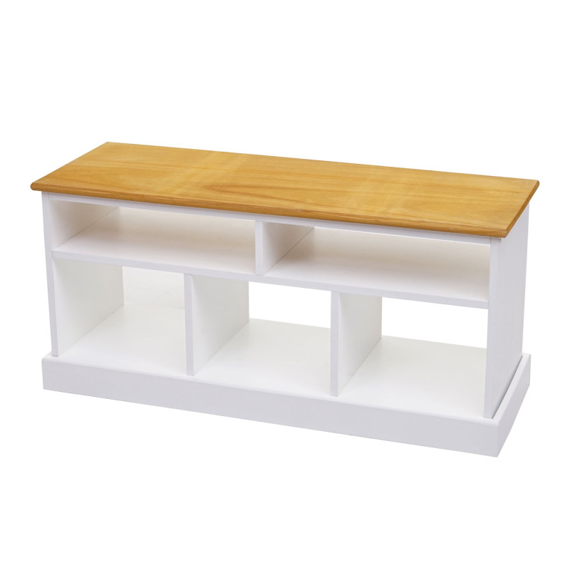 Banc avec compartiments de rangement banc rembourré, 49x95x35cm, blanc-brun