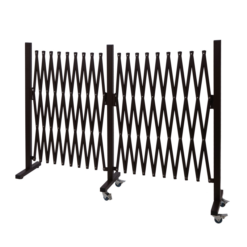 Barrière de sécurité barrière de séparation en ciseaux, marron - hauteur 109cm, largeur 60-530cm