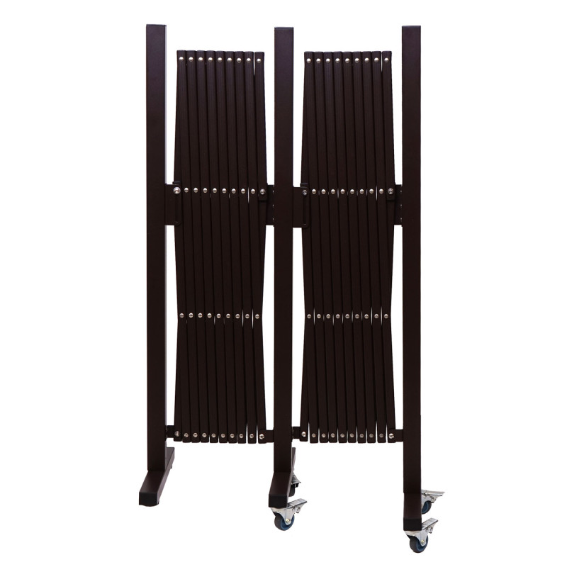 Barrière de sécurité barrière de séparation en ciseaux, marron - hauteur 109cm, largeur 60-530cm