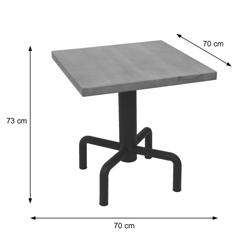 Table de bistrot table de bar, qualité gastronomique industrielle 73x70x70cm - vintage marron