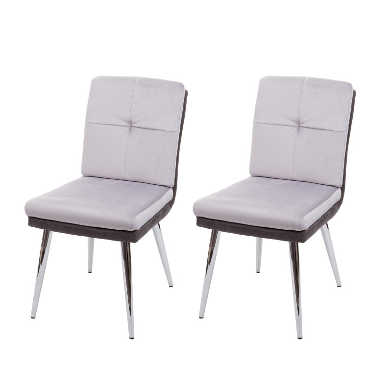 2x Chaise de salle à manger chaise pour la cuisine, chaise rembourrée, similicuir velours - gris