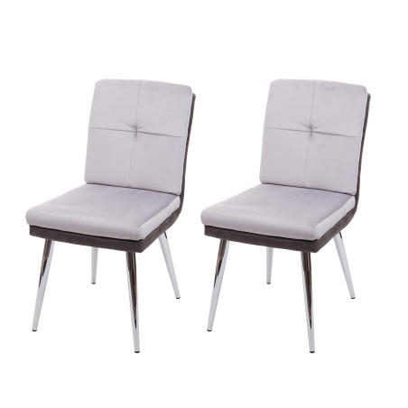 2x Chaise de salle à manger chaise pour la cuisine, chaise rembourrée, similicuir velours - gris