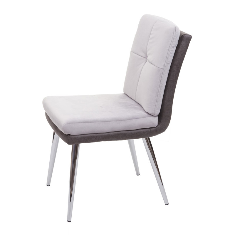 2x Chaise de salle à manger chaise pour la cuisine, chaise rembourrée, similicuir velours - gris