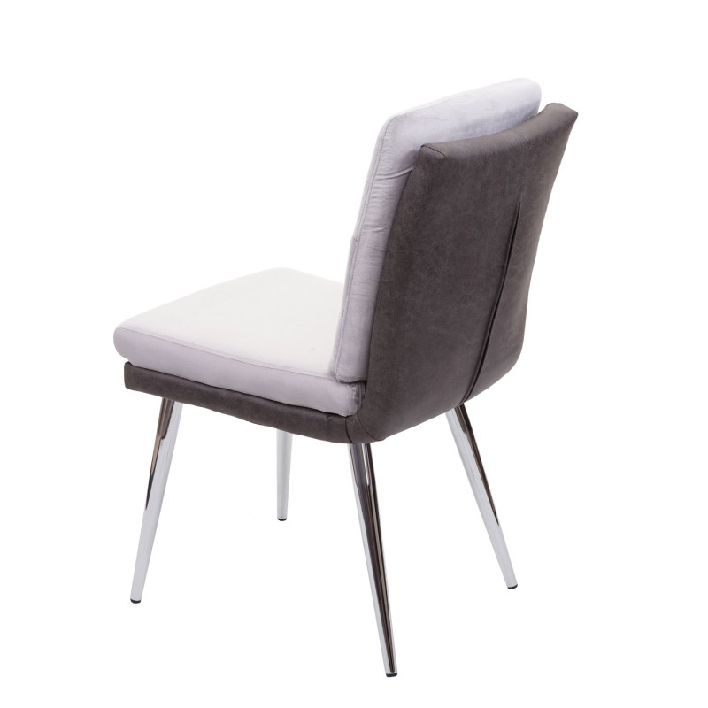 2x Chaise de salle à manger chaise pour la cuisine, chaise rembourrée, similicuir velours - gris