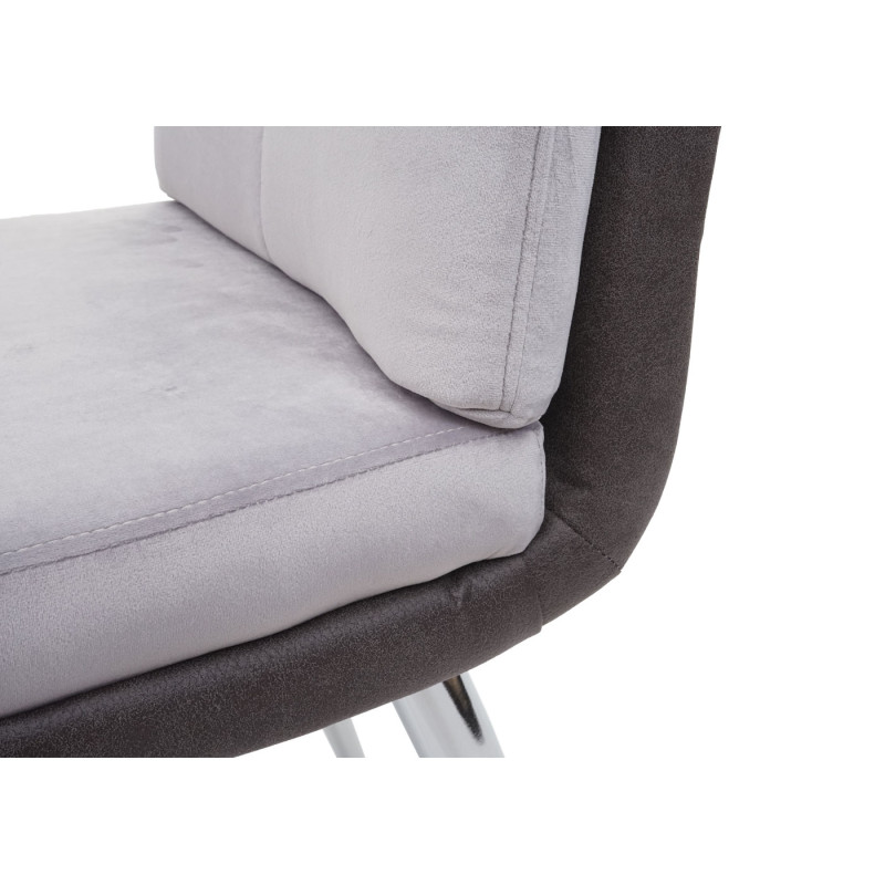 2x Chaise de salle à manger chaise pour la cuisine, chaise rembourrée, similicuir velours - gris