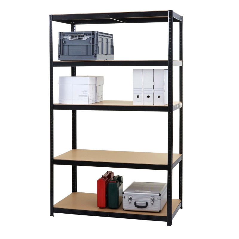 Etagère robuste pour rangement,acier,charge maximale 875 kg, 5 étagères - noir 200x120x60cm