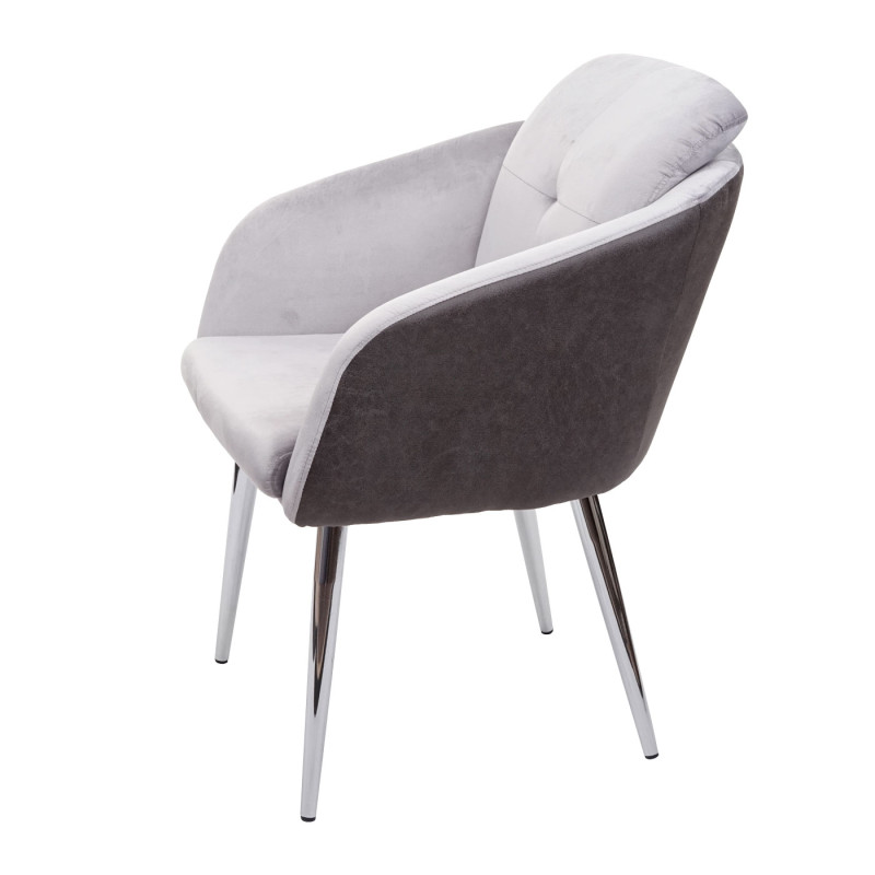 Lot de 6 chaises de salle à manger  rembourrée, similicuir velours avec accoudoirs - gris