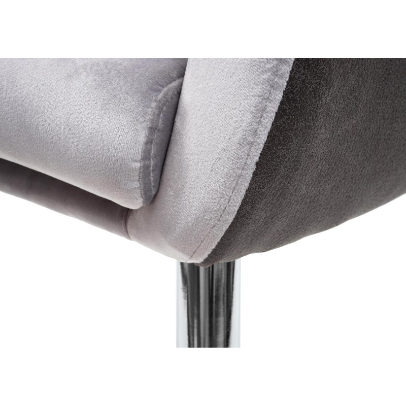 Lot de 6 chaises de salle à manger  rembourrée, similicuir velours avec accoudoirs - gris