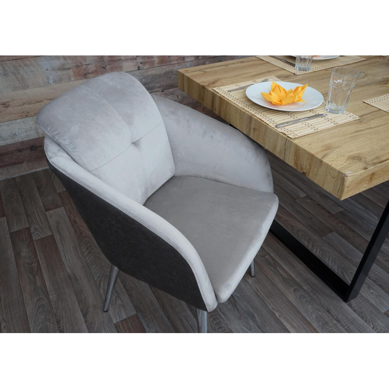 Chaise de salle à manger pour cuisine,chaise rembourrée,similicuir velours avec accoudoirs-gris