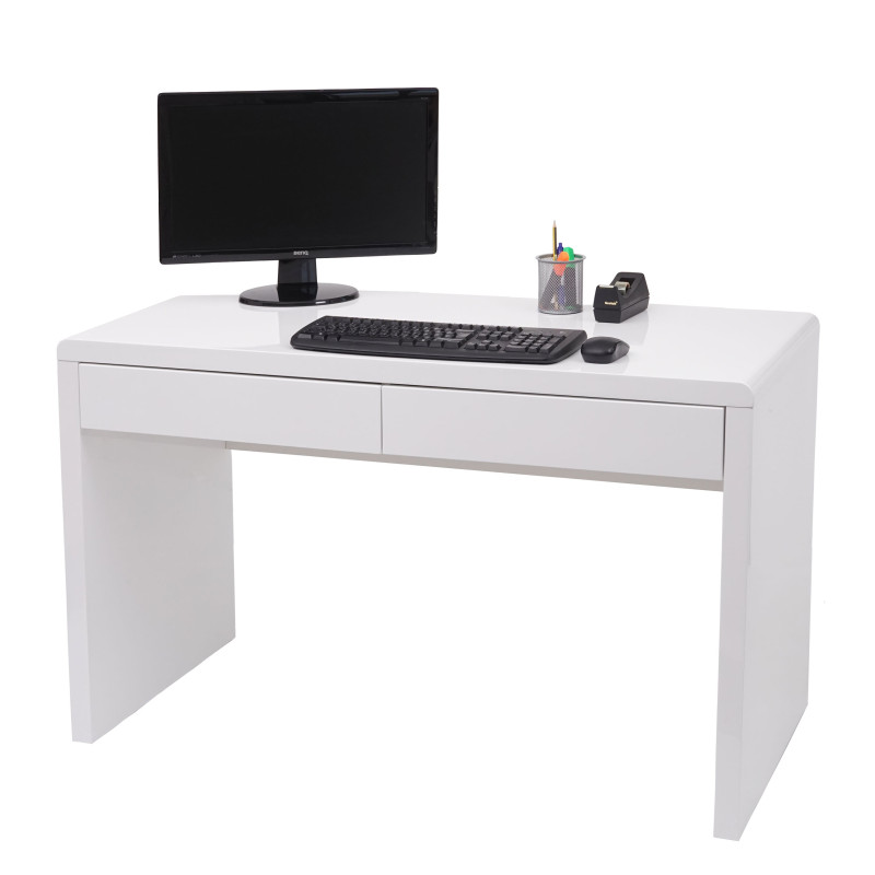Bureau bureau informatique table de travail, blanc brillant - 120x60cm