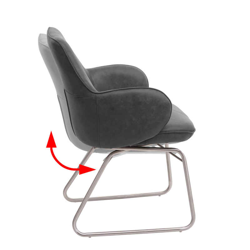 Chaise de salle à manger fauteuil, mécanisme basculant, tissu, acier inox brossè - gris