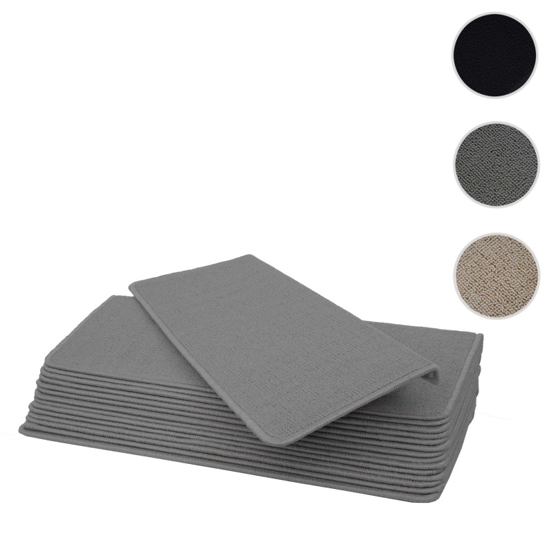 Lot de 15 tapis pour marches d'escalier protection d'escalier, 65x25cm - rectangulaire, gris