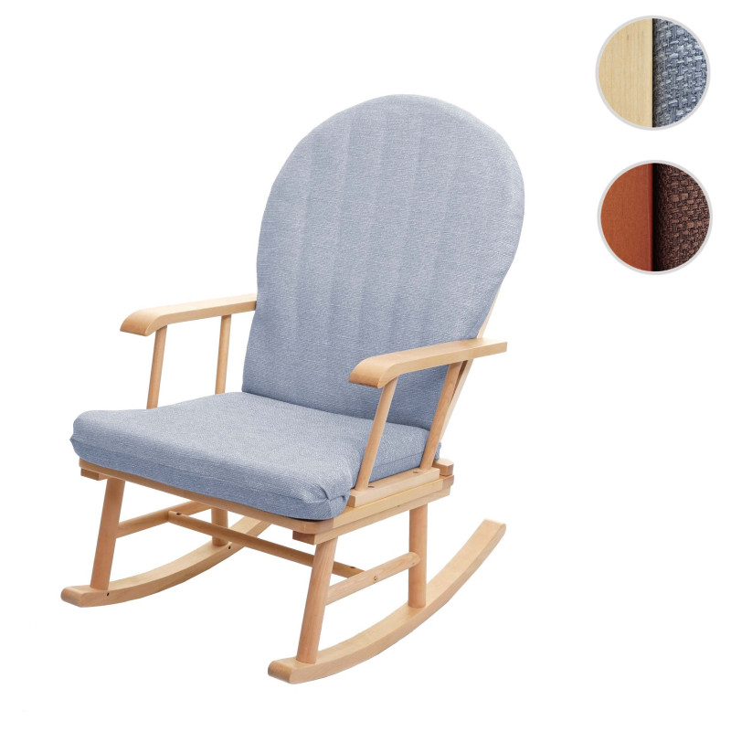 Chaise bercante chaise de relaxation, tissu / textile, bois massif - marron, châssis marron