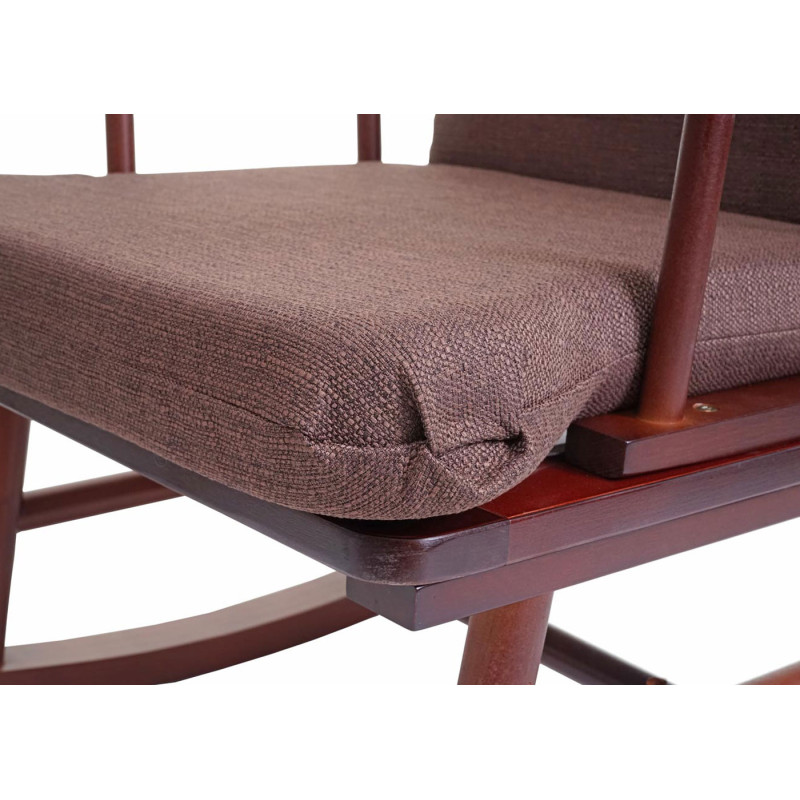 Chaise bercante chaise de relaxation, tissu / textile, bois massif - marron, châssis marron