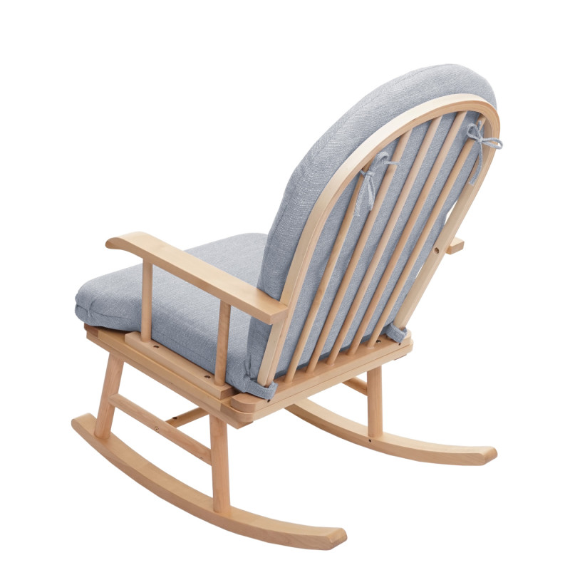 Chaise bercante chaise de relaxation, tissu / textile,bois massif - gris, châssis couleur naturelle