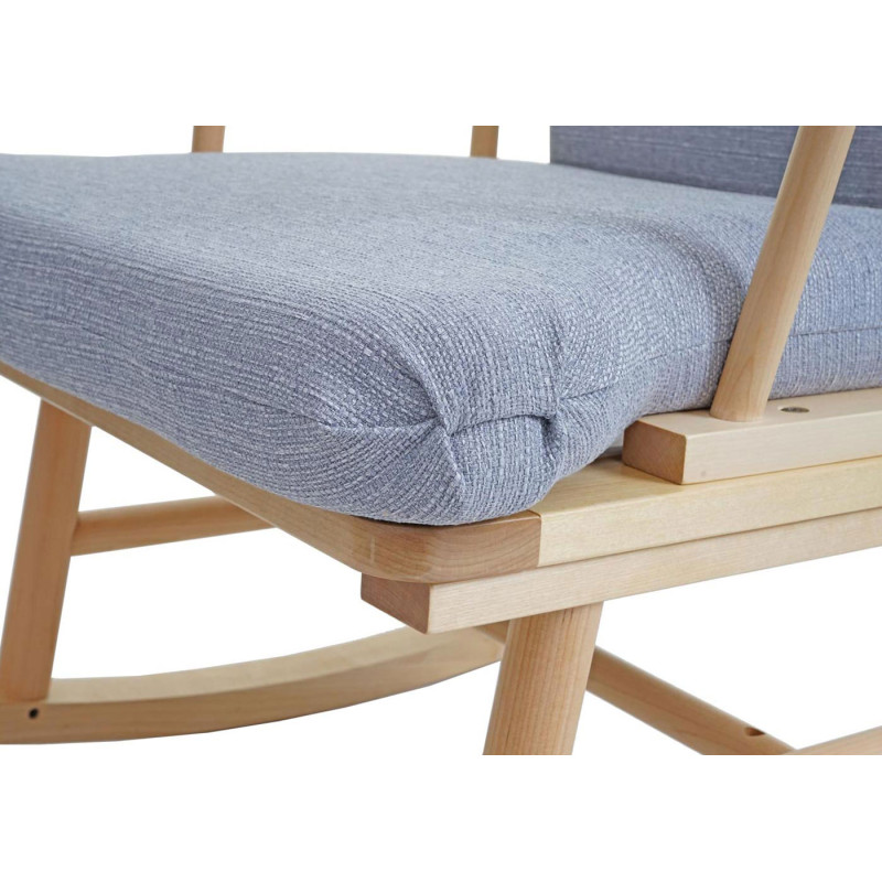 Chaise bercante chaise de relaxation, tissu / textile,bois massif - gris, châssis couleur naturelle