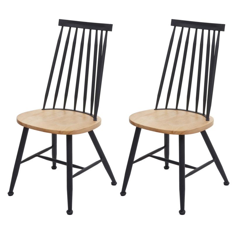 2x chaise de salle à manger chaise pour la cuisine, style rétro, métal, gastronomie - couleur nature
