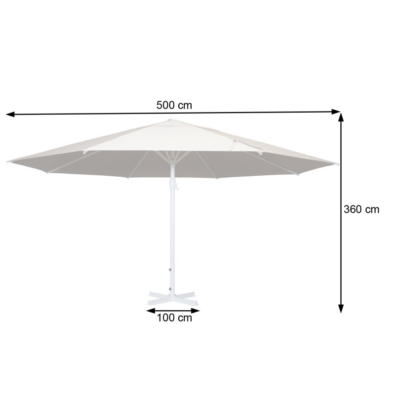 Parasol Meran II, gastronomie, parasol pour marché, Ø 5m polyester,poteau alu,blanc 28 kg - rouge avec support