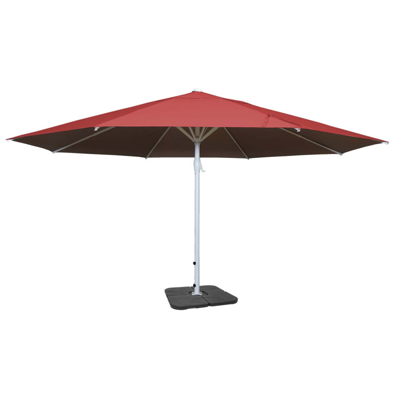 Parasol Meran II, gastronomie, parasol pour marché, Ø 5m polyester,poteau alu,blanc 28 kg - rouge avec support