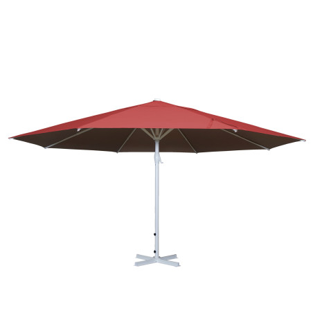 Parasol Meran II, gastronomie, parasol pour marché,Ø 5m polyester, poteau alu blanc 28 kg - rouge sans support