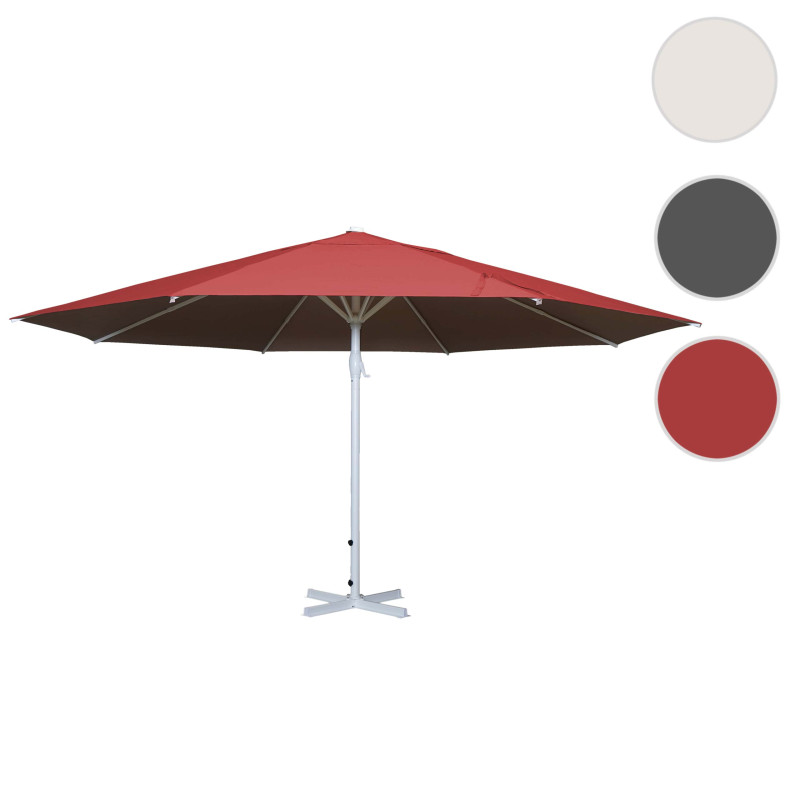 Parasol Meran II, gastronomie, parasol pour marché,Ø 5m polyester, poteau alu blanc 28 kg - rouge sans support