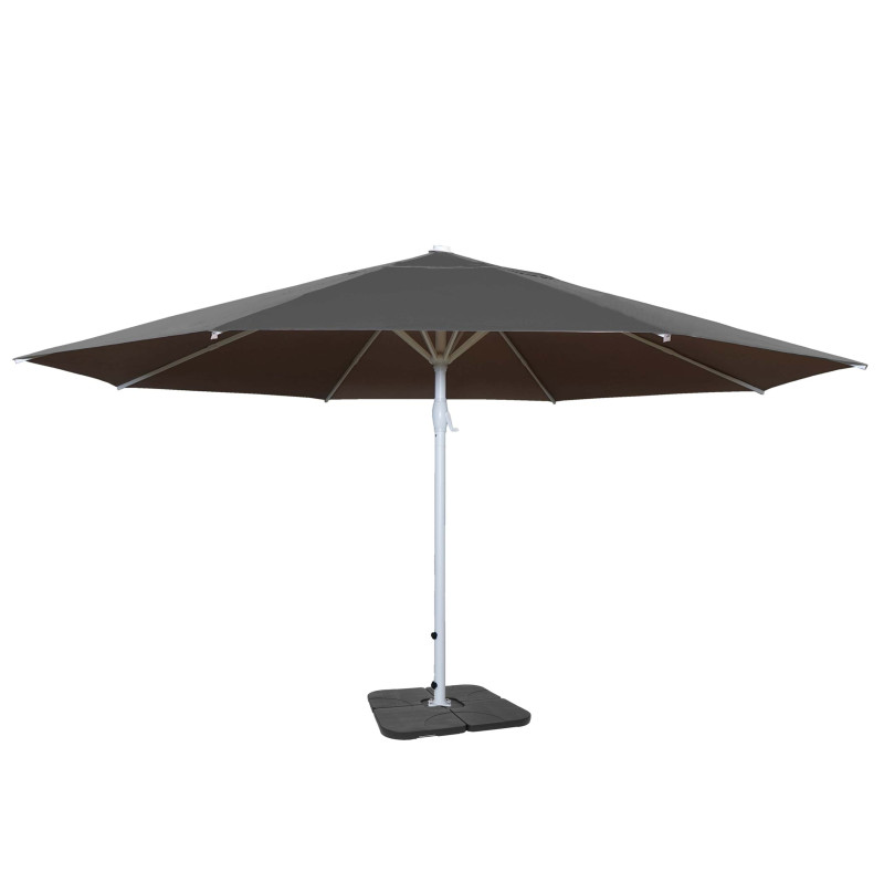 Parasol Meran II, gastronomie, parasol pour marché Ø 5m, poteau alu,blanc 28 kg - anthracite avec support