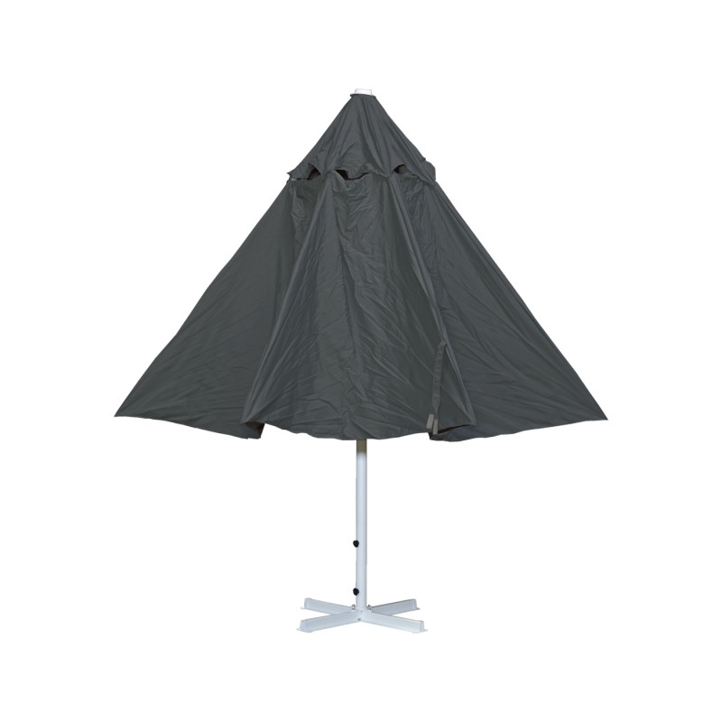 Parasol Meran II, gastronomie, parasol pour marché Ø 5m, poteau alu,blanc 28 kg - anthracite avec support