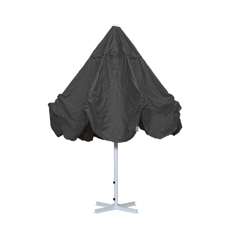 Parasol Meran II, gastronomie, parasol pour marché Ø 5m, poteau alu,blanc 28 kg - anthracite avec support