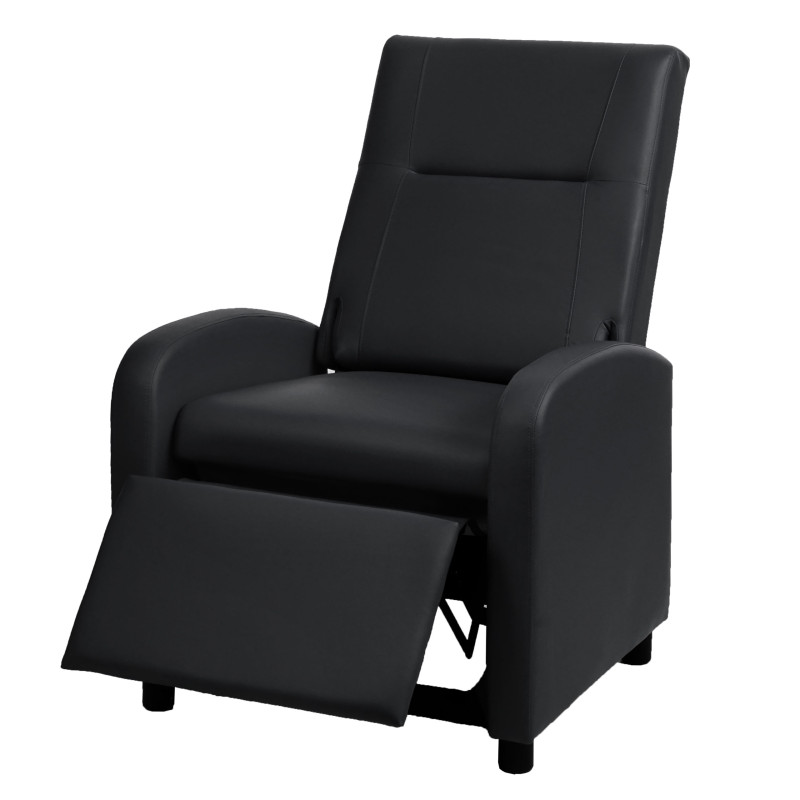 Fauteuil TV fauteuil inclinable, cuir synthétique pliable 99x70x75cm - noir