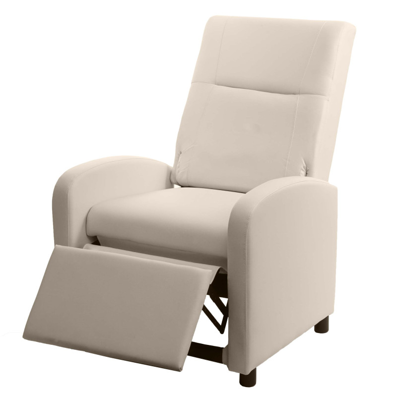 Fauteuil TV fauteuil inclinable, cuir synthétique pliable 99x70x75cm - crème-beige