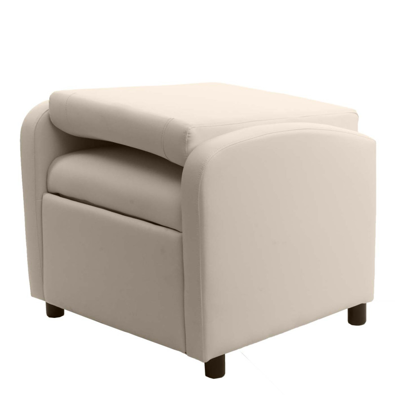 Fauteuil TV fauteuil inclinable, cuir synthétique pliable 99x70x75cm - crème-beige