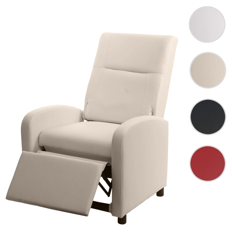 Fauteuil TV fauteuil inclinable, cuir synthétique pliable 99x70x75cm - crème-beige