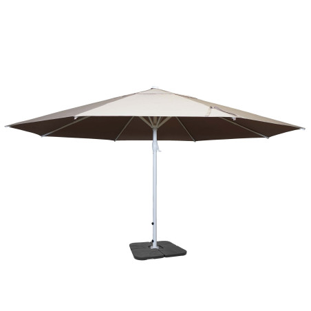 Parasol Meran II, gastronomie, parasol pour marché, Ø 5m, poteau alu,blanc 28 kg - crème-beige avec support