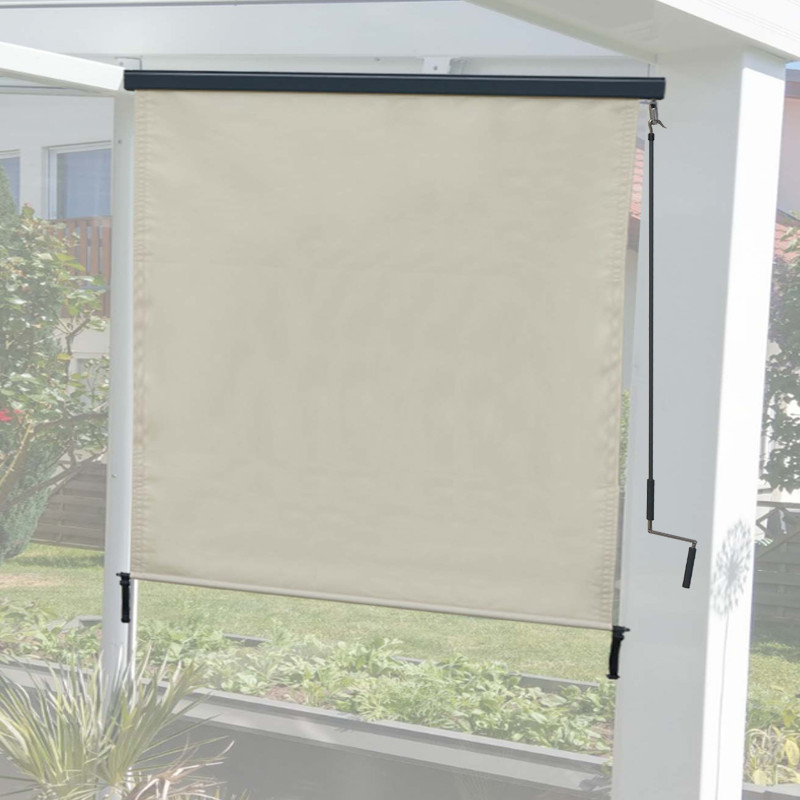 Store enrouleur vertical store extérieur, Protection anti-UV 50 - 250x180 cm, crème-beige