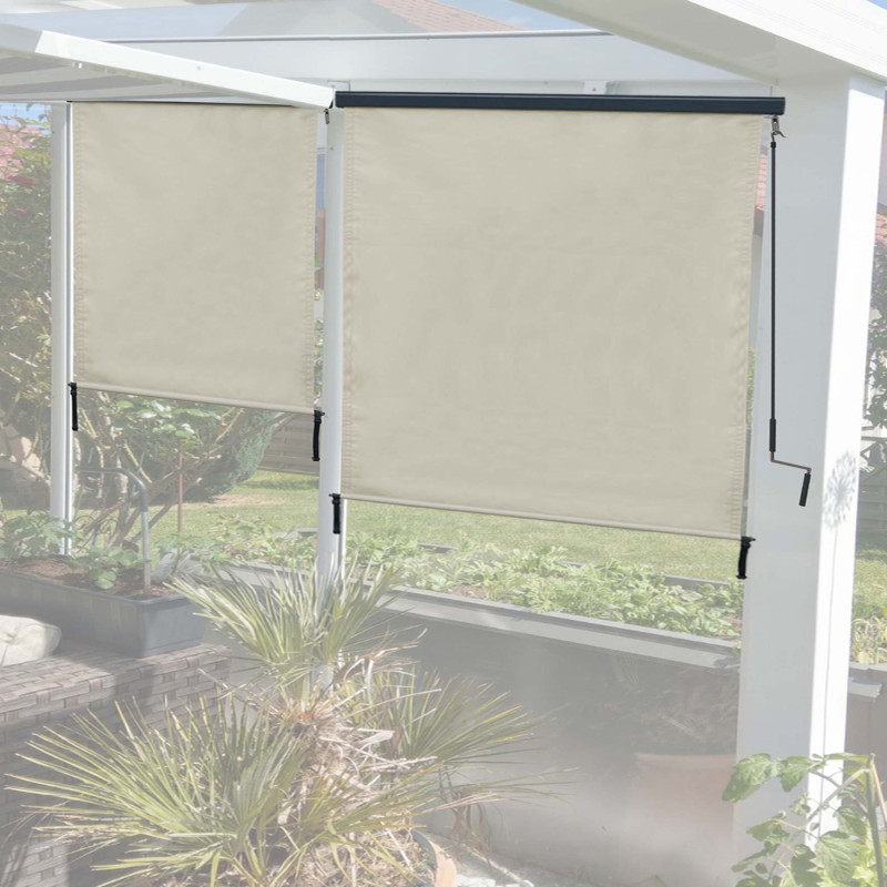 Store enrouleur vertical store extérieur, Protection anti-UV 50 - 250x180 cm, crème-beige