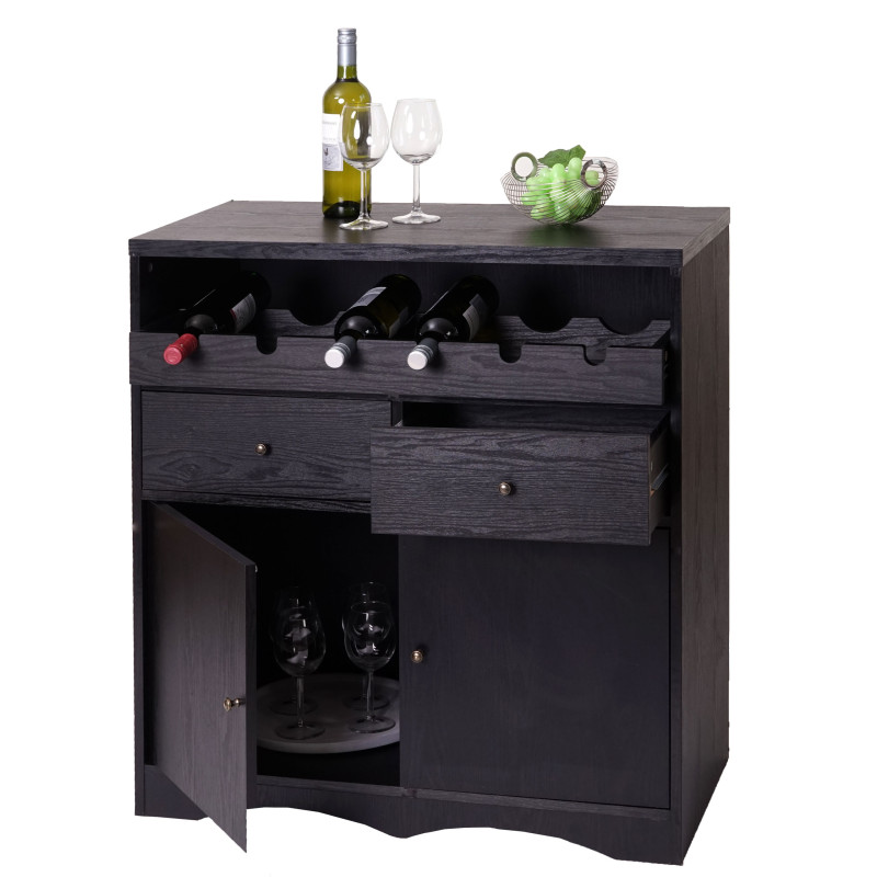 Armoire à vin casier à bouteilles, en bois, 89x80x40cm - aspect chêne-noir