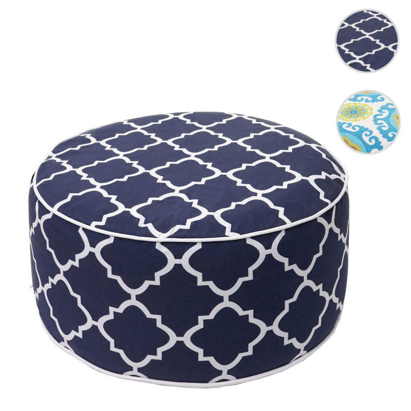 Pouf Pouf, Coussin, pouf pour Jardin, Spun Poly In- / Outdoor, 29x55cm - vert-blanc