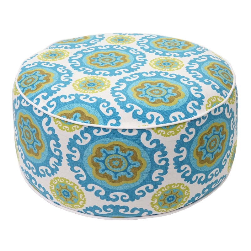 Pouf Pouf, Coussin, pouf pour Jardin, Spun Poly In- / Outdoor, 29x55cm - vert-blanc