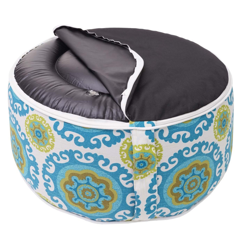 Pouf Pouf, Coussin, pouf pour Jardin, Spun Poly In- / Outdoor, 29x55cm - vert-blanc