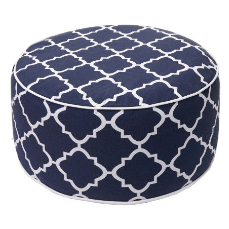 Pouf Pouf, Coussin, pouf pour Jardin, Spun Poly In- / Outdoor, 29x55cm - bleu-blanc