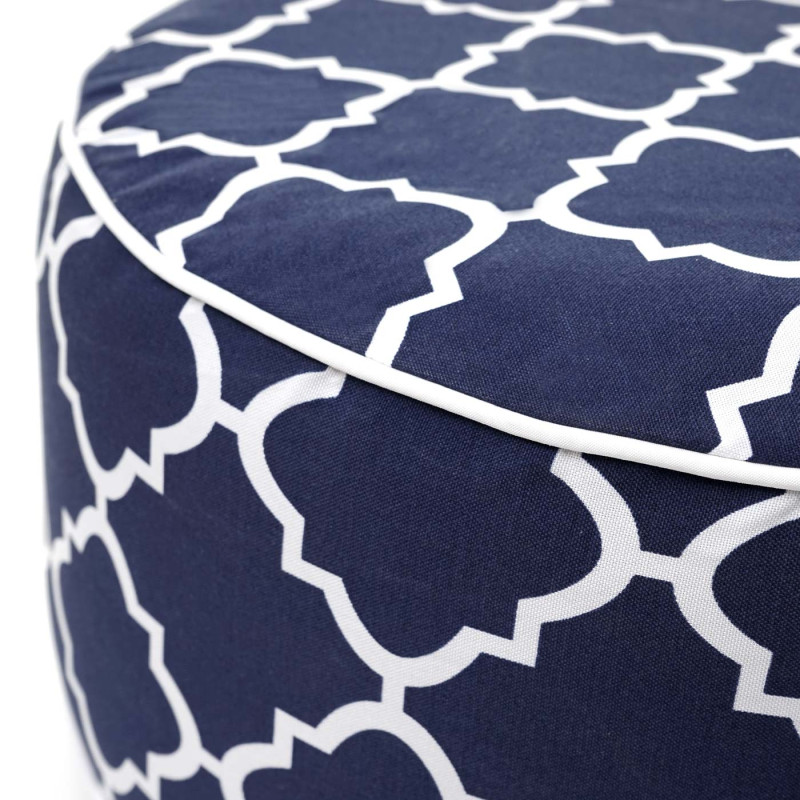 Pouf Pouf, Coussin, pouf pour Jardin, Spun Poly In- / Outdoor, 29x55cm - bleu-blanc