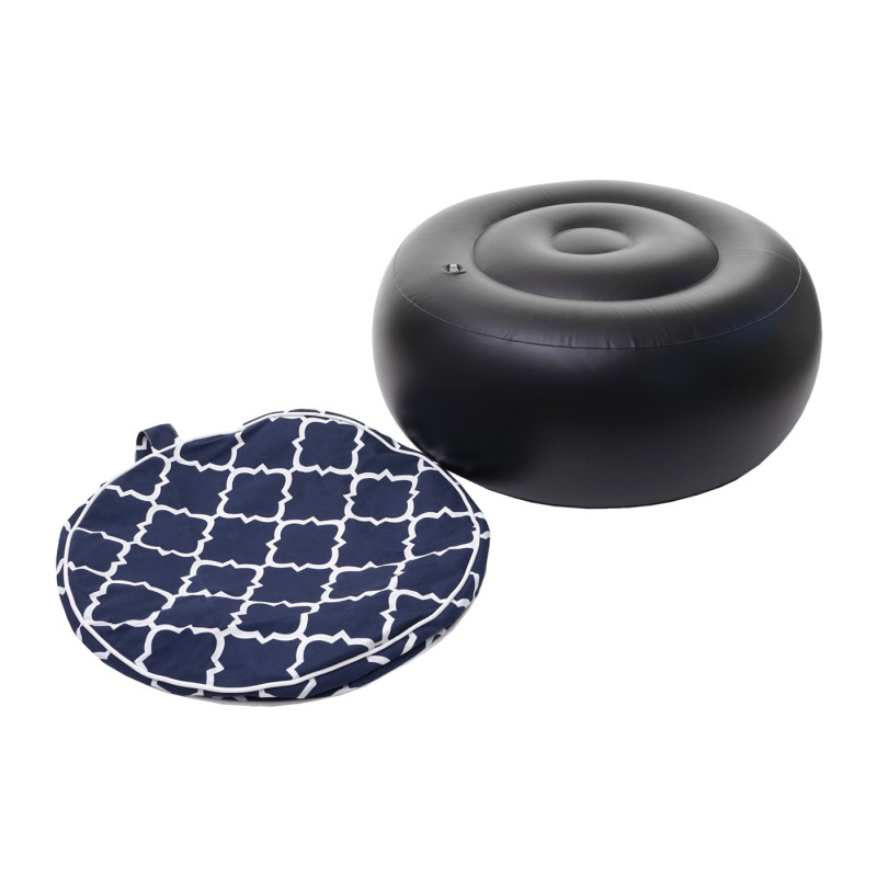 Pouf Pouf, Coussin, pouf pour Jardin, Spun Poly In- / Outdoor, 29x55cm - bleu-blanc