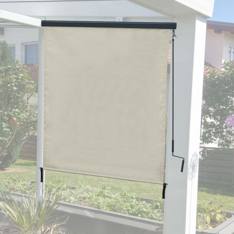 Store enrouleur vertical store extérieur, Protection anti-UV 50 - 250x140 cm, crème-beige