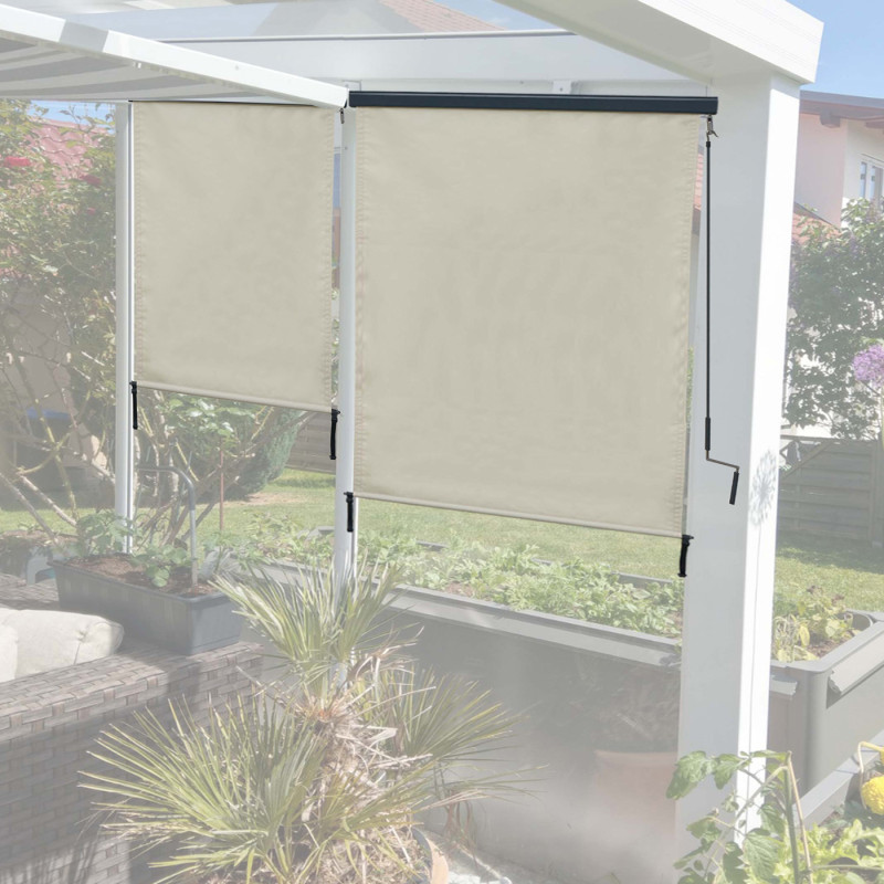 Store enrouleur vertical store extérieur, Protection anti-UV 50 - 250x140 cm, crème-beige