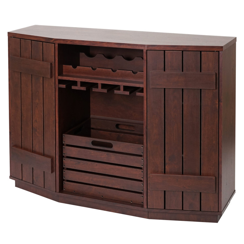 Armoire à vin casier à bouteilles,en bois, vintage 89x120x40cm - noyer-brun