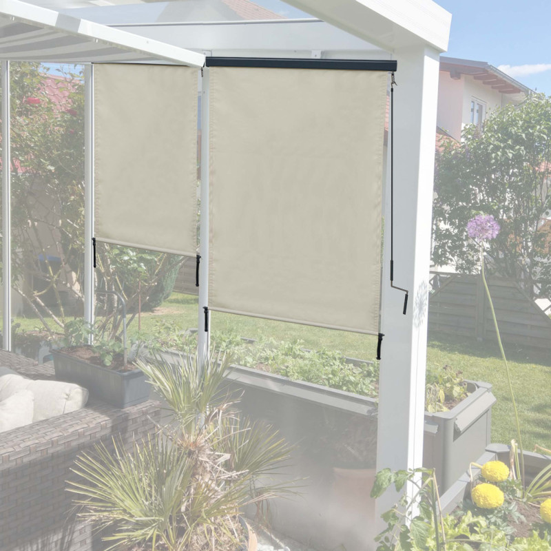 Store enrouleur vertical store extérieur, Protection anti-UV 50 - 250x100 cm, crème -beige