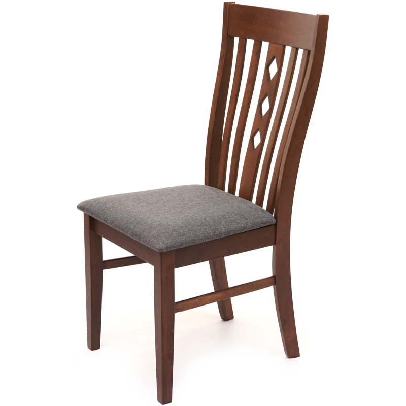 2x chaise de salle à manger chaise pour la cuisine, tissu, en bois massif - châssis foncé, gris