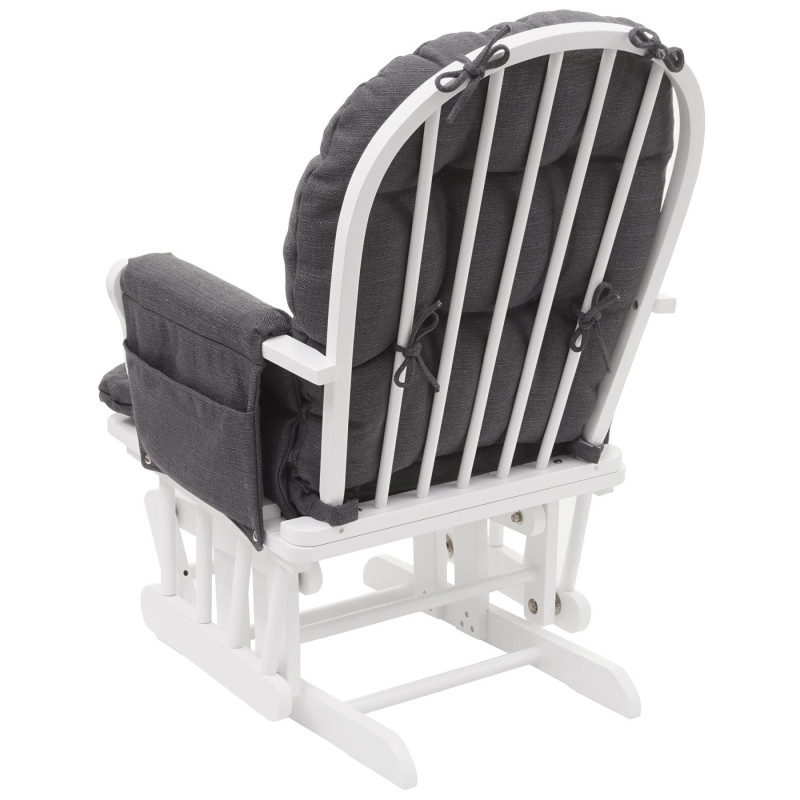 Fauteuil relax fauteuil à bascule avec tabouret - tissu/textile, gris foncé, châssis blanc