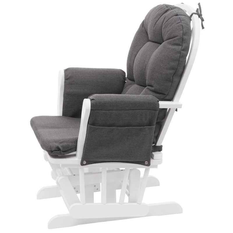 Fauteuil relax fauteuil à bascule avec tabouret - tissu/textile, gris foncé, châssis blanc